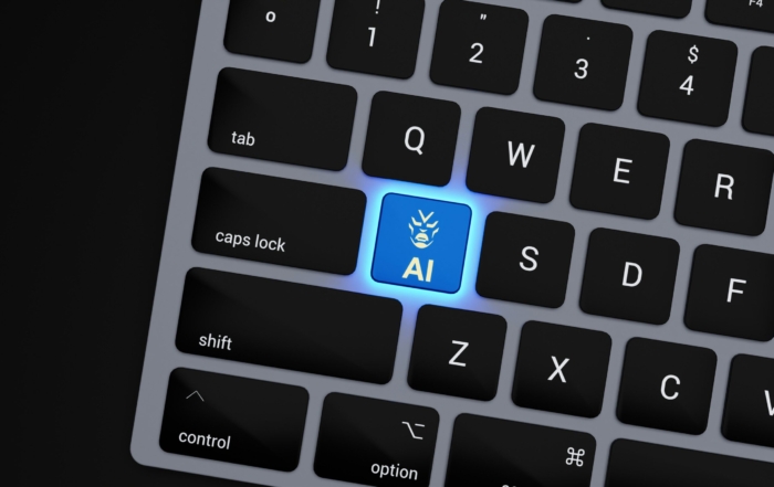 a-close-up-of-a-keyboard-with-a-blue-button