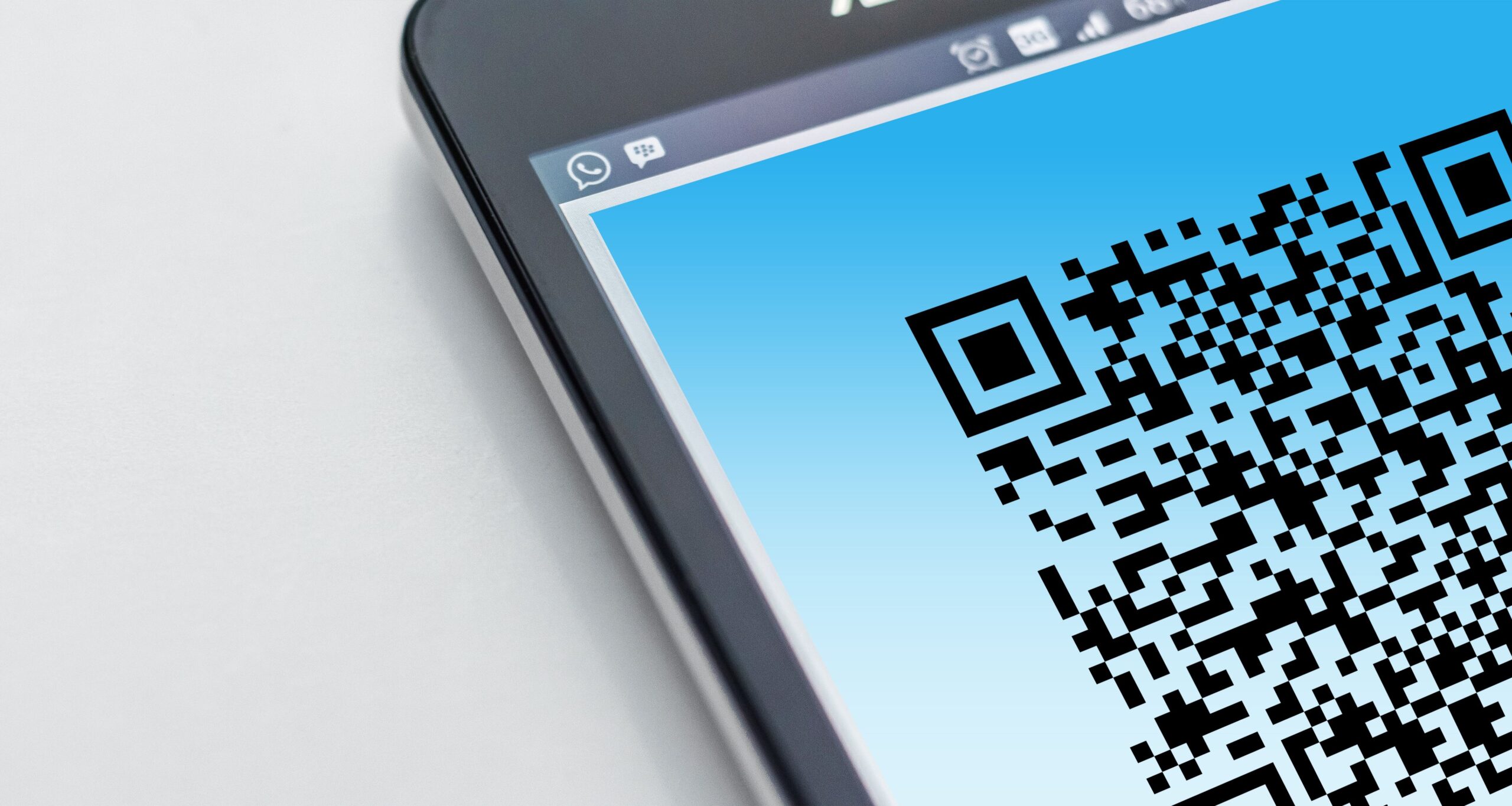 pexels-pixabay-278430-scaled.jpg Free High-resolution close-up of a smartphone displaying a QR code on its screen. Stock Photo
